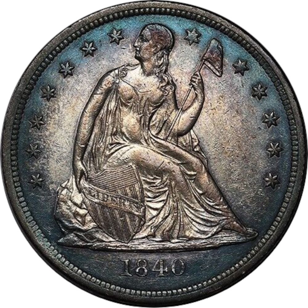 1840-$1-Liberty-Seated-Dollar-#4-Osburn-Cushing-Oc-2,-R4+